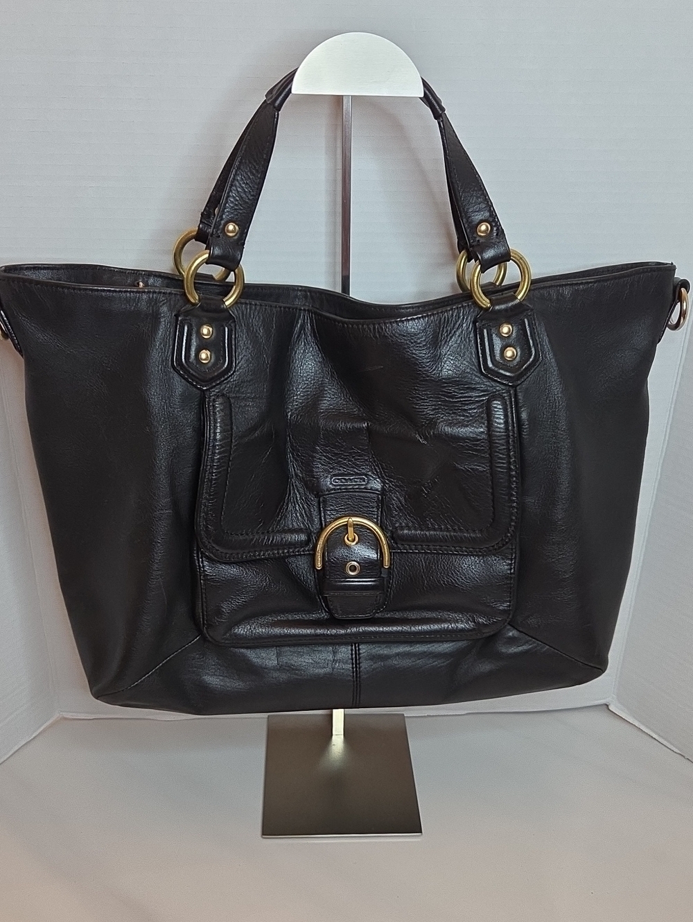 Coach Campbell Belle Carryall Shoulder Black Leather Bag - Style F24683